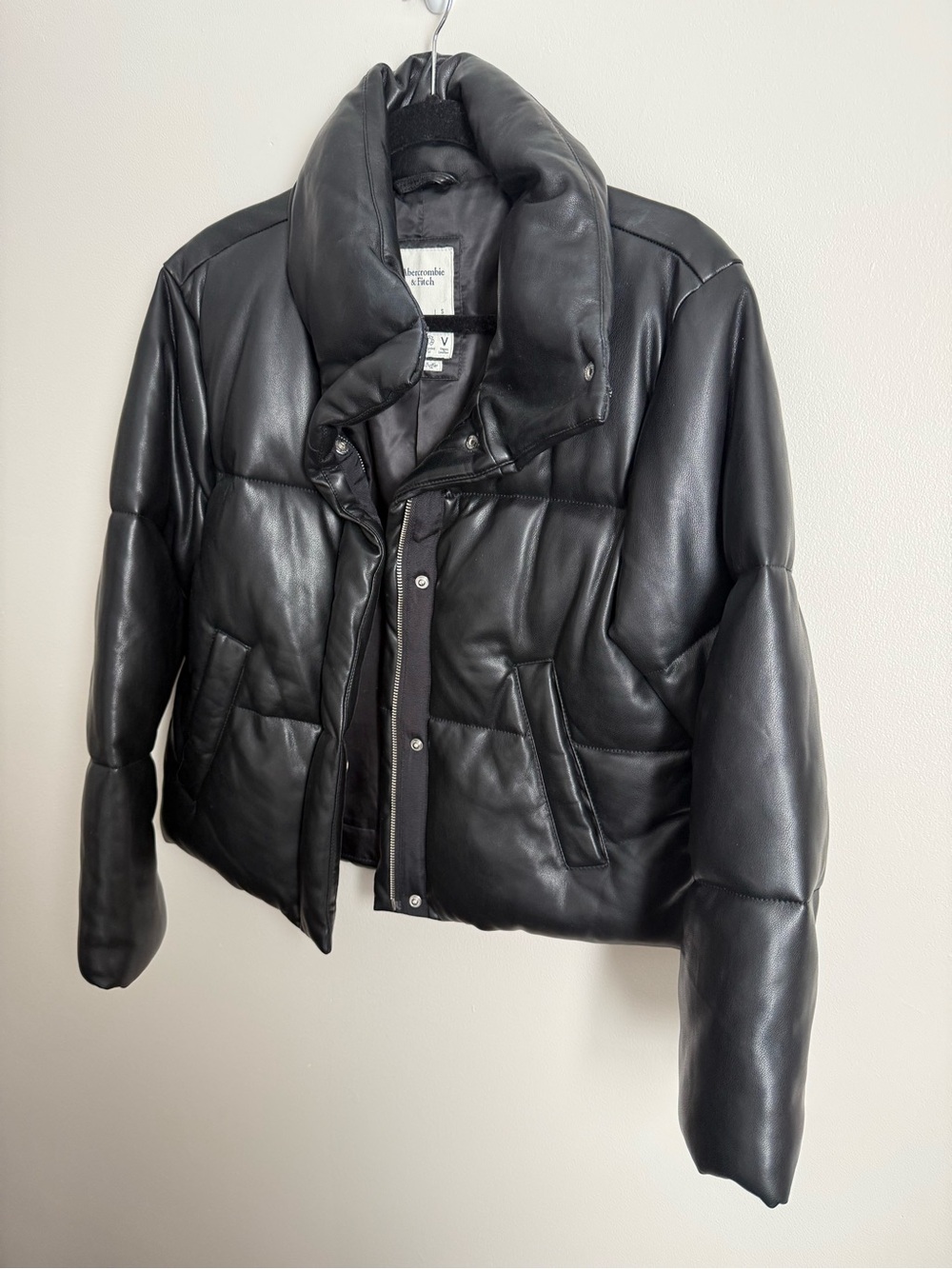 Abercrombie & Fitch Black Puffer Leather Jacket